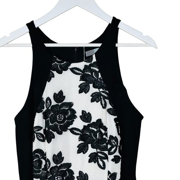 Eva Franco Stretch Black Floral Sleeveless Ponte Knit Dress Women's Size 6 NWT - Picture 4 of 11